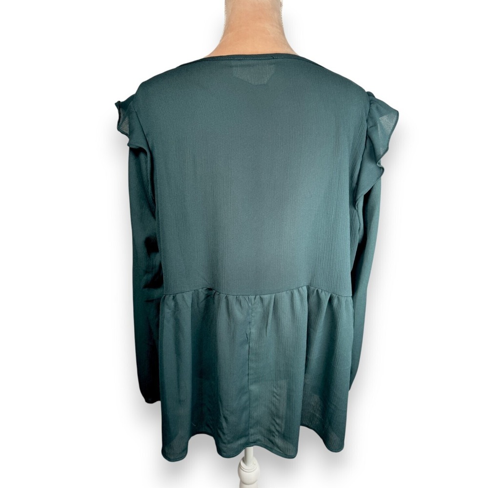 Savannah Jane 1X Top Green Pink Embroidered Aztec Boho Office Feminine‎ - Picture 6 of 13
